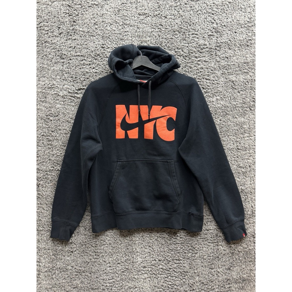 Vintage Nike‎ NYC Pullover Drawstring Hoodie in Black Size M